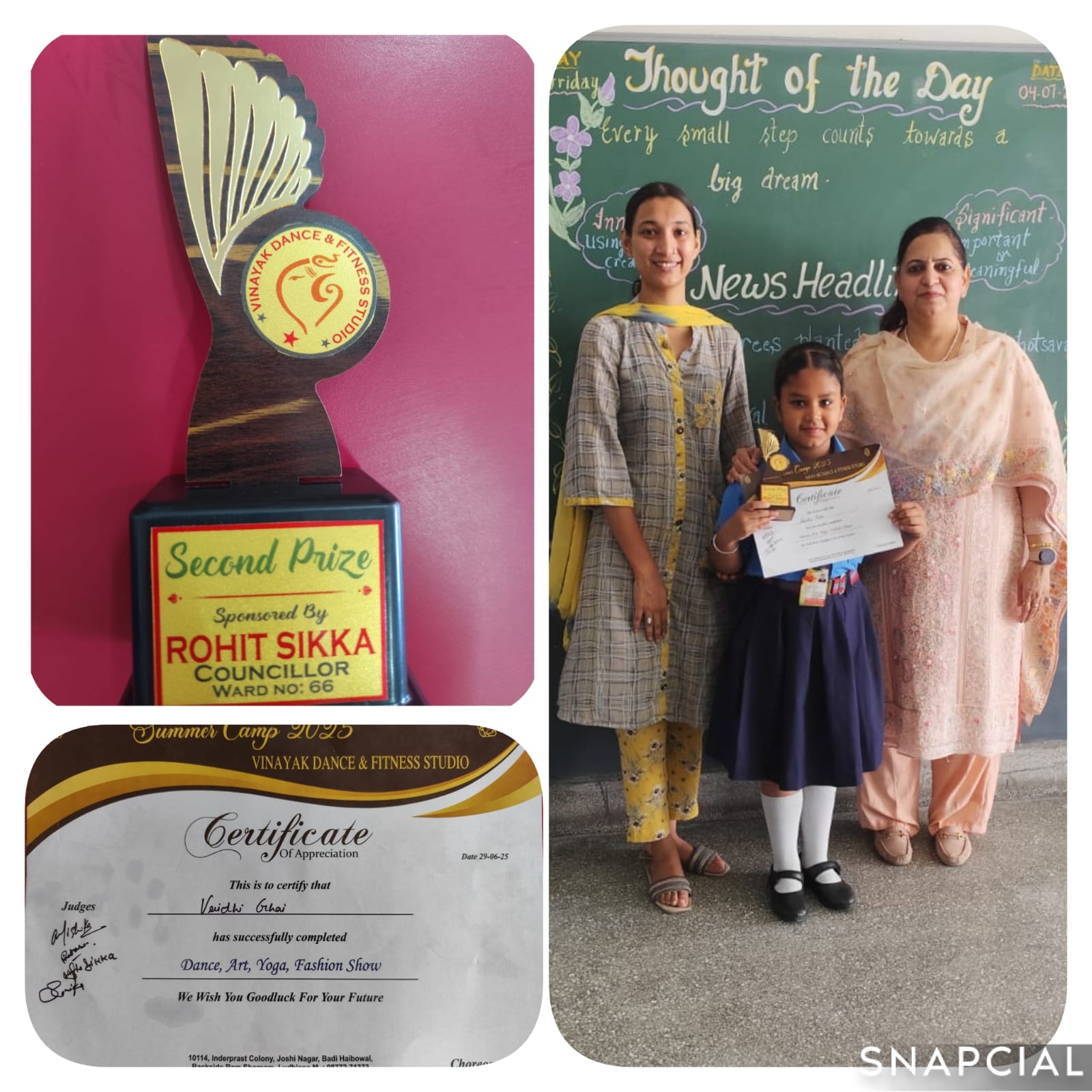 Vridhi Ghai 𝗼𝗳 𝗰𝗹𝗮𝘀𝘀 𝟮nd from BVM Kitchlu Nagar Ludhiana: A Star Performance at Summer Camp 2025 Winning Second Position